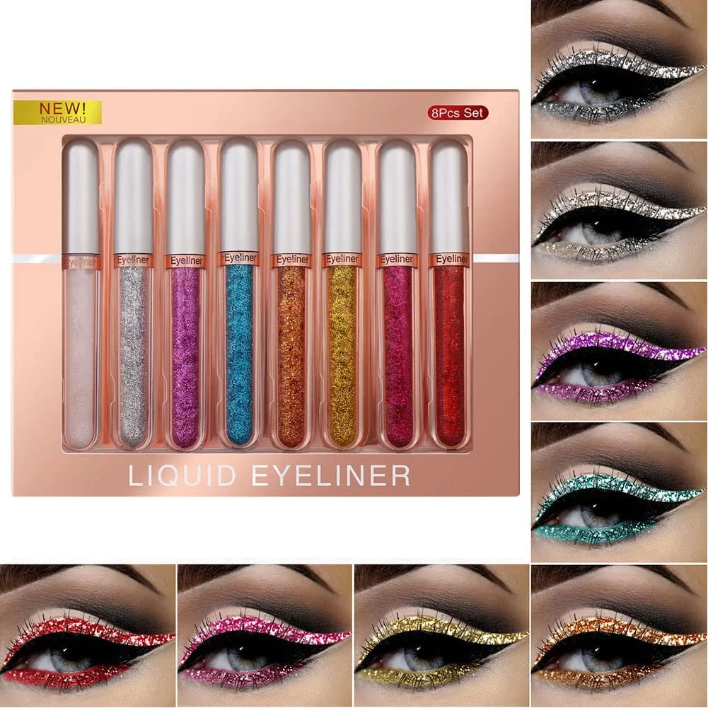 Підводка для очей Рідка Набір 8 кольорів Водостійка Матова 2,5 мл (Стиль 3), фото №6