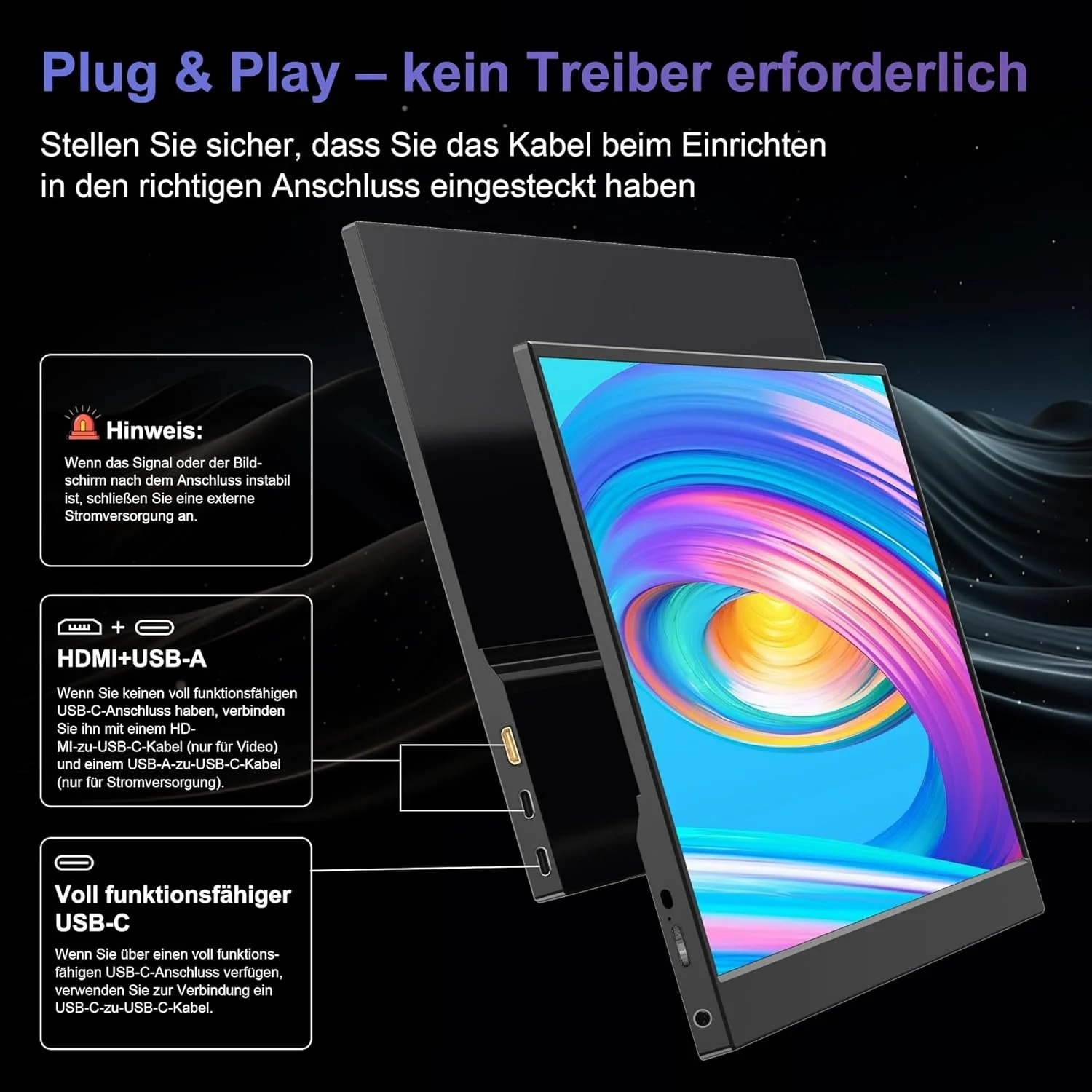 Монитор портативный 15.6" JEEJIA P4 Full HD IPS 60 Гц, фото №6