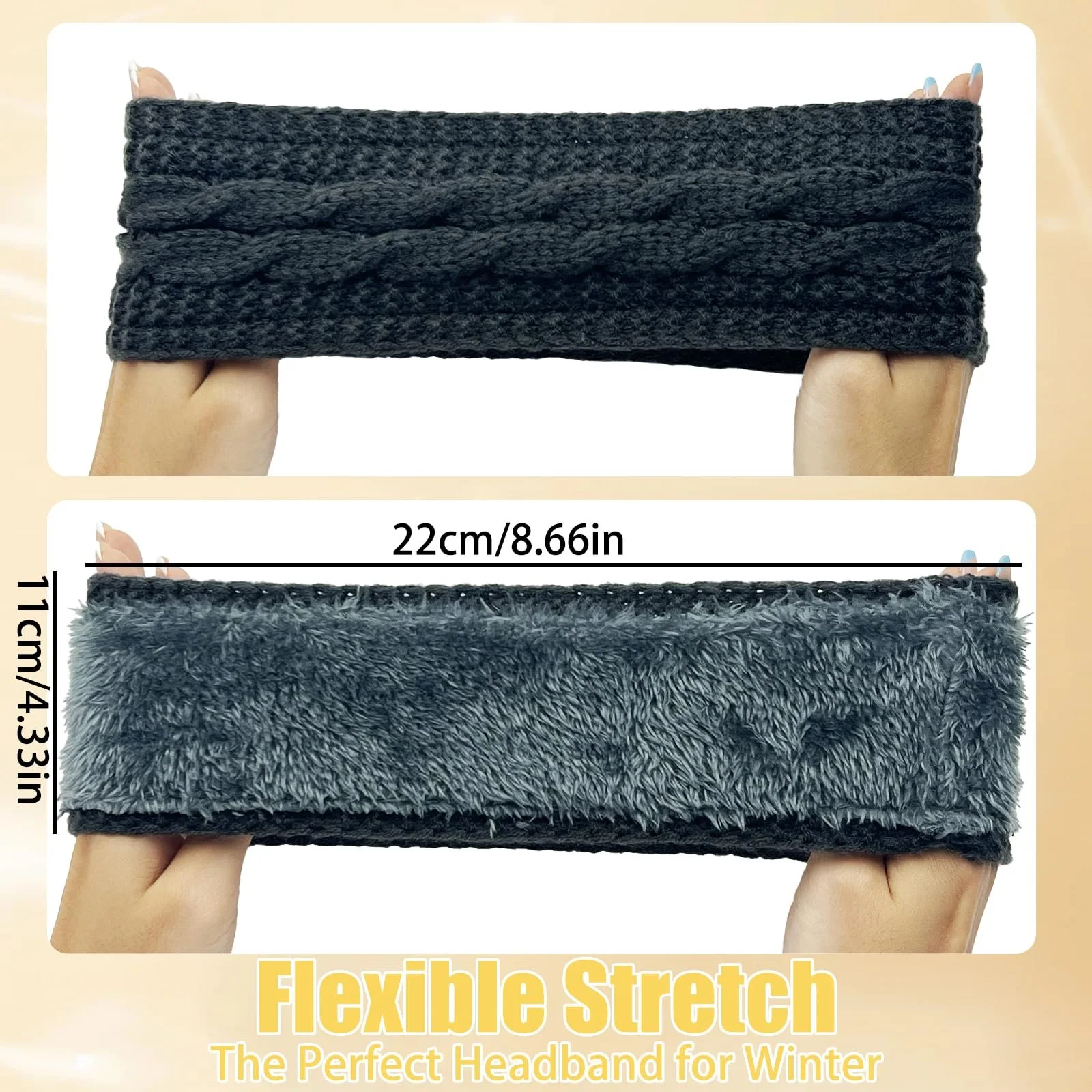 В'язана пов'язка на голову Жіноча Зимова Тепла, фото №2