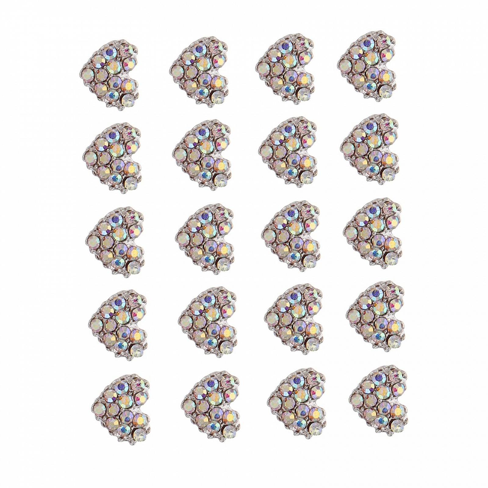 Наклейки для ногтей 3D в форме сердца Стразы Блестящие подвески для украшения ногтей, 20 шт. в упаковке, фото №1