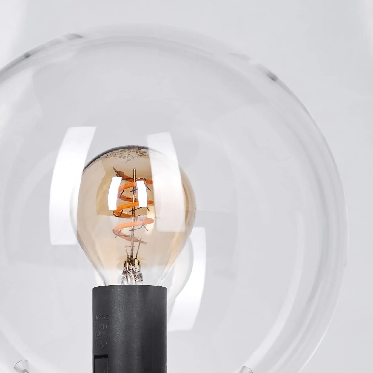 Настільна лампа HOFSTEIN Gastor Метал/Скло Чорна/Прозора Retro/Vintage Ø 15 см E14, фото №3