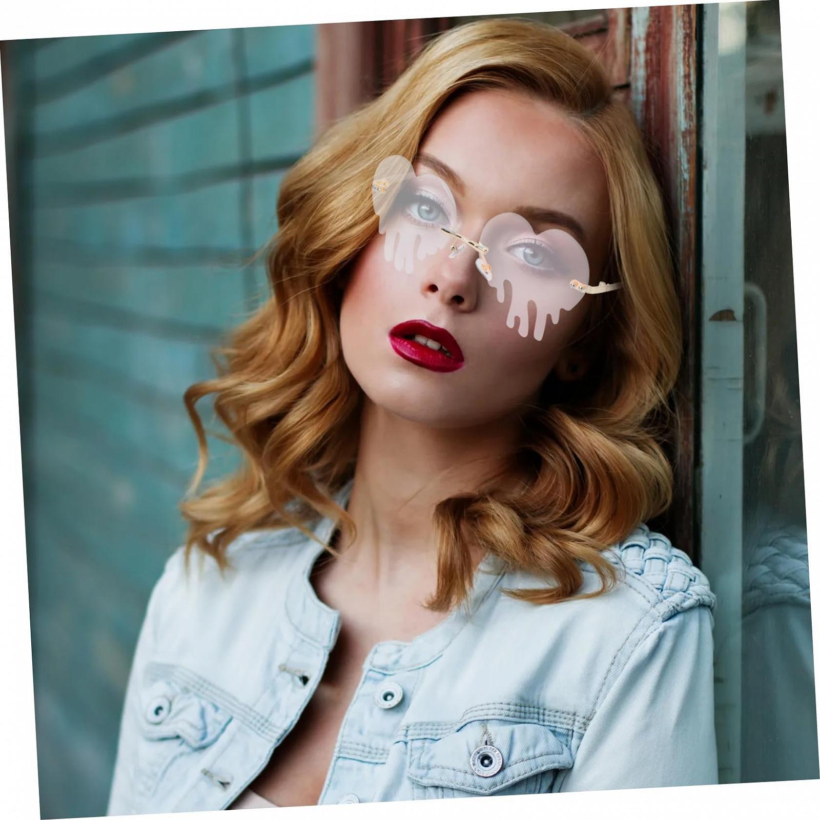 Сонцезахисні окуляри Крапля Любові PACKOVE Без оправи Серце Рожевий, фото №5