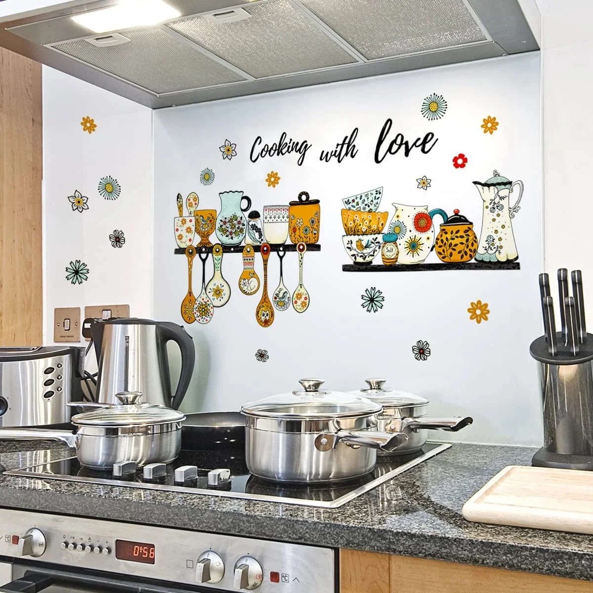 Наклейка на стіну WandSticker4U XXL Напис «Der Frühhe Vogel...» та птахи на гілці 120 x 68 см Чорна, фото №3