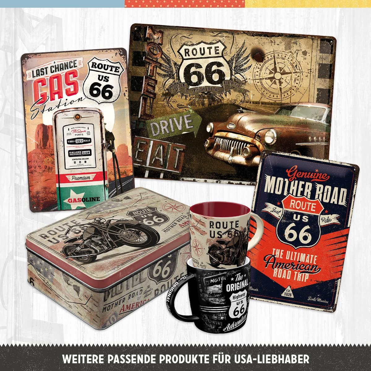 Пазл Nostalgic-Art Retro Route 66 – Bike Map 1000 элементов в металлической коробке, фото №4