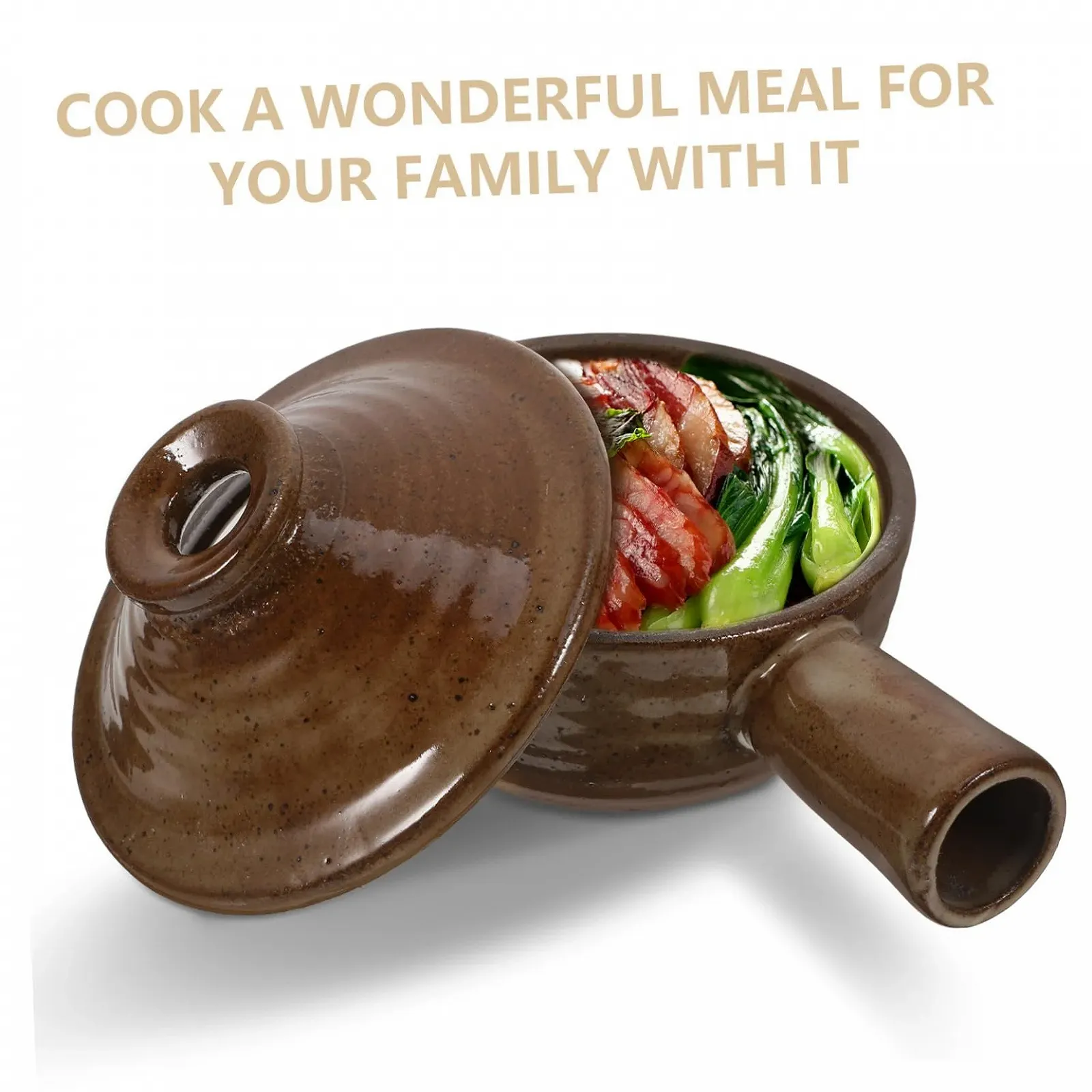 Кастрюля-кокотница Керамическая Жаростойкая для микроволновой печи с крышкой, фото №6