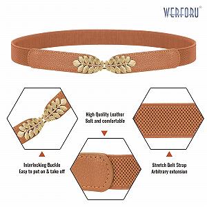 Эластичный пояс WERFORU для женщин Винтажный широкий пояс для платья Эластичный пояс для женщин synthetic.ua - Фото 1