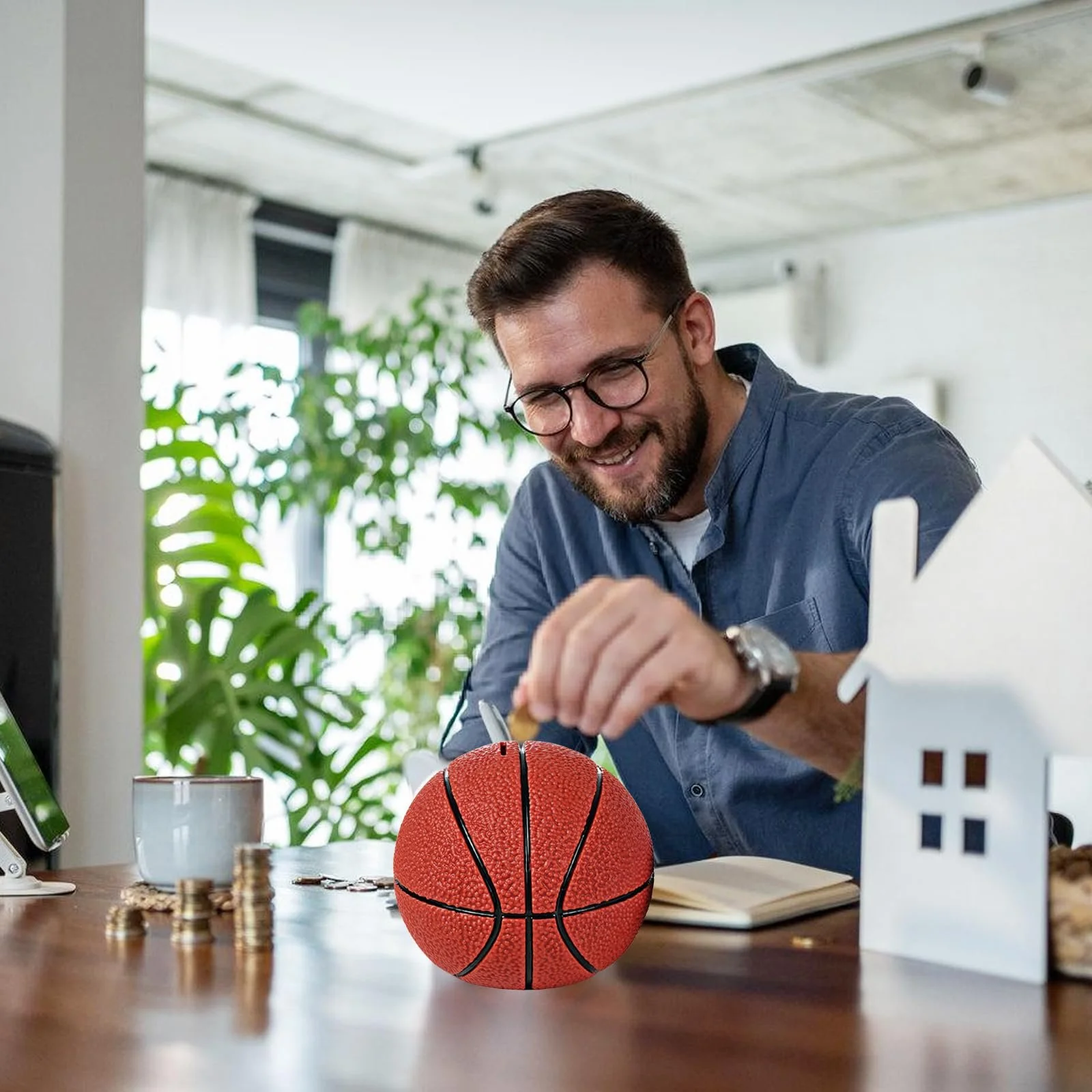 Скарбничка Баскетбольний м'яч 15 x 14 см Червона, фото №6