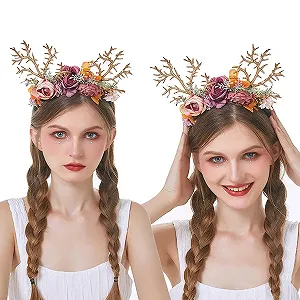 Обруч Рождественский Рожки с Цветами synthetic.ua - Фото 1