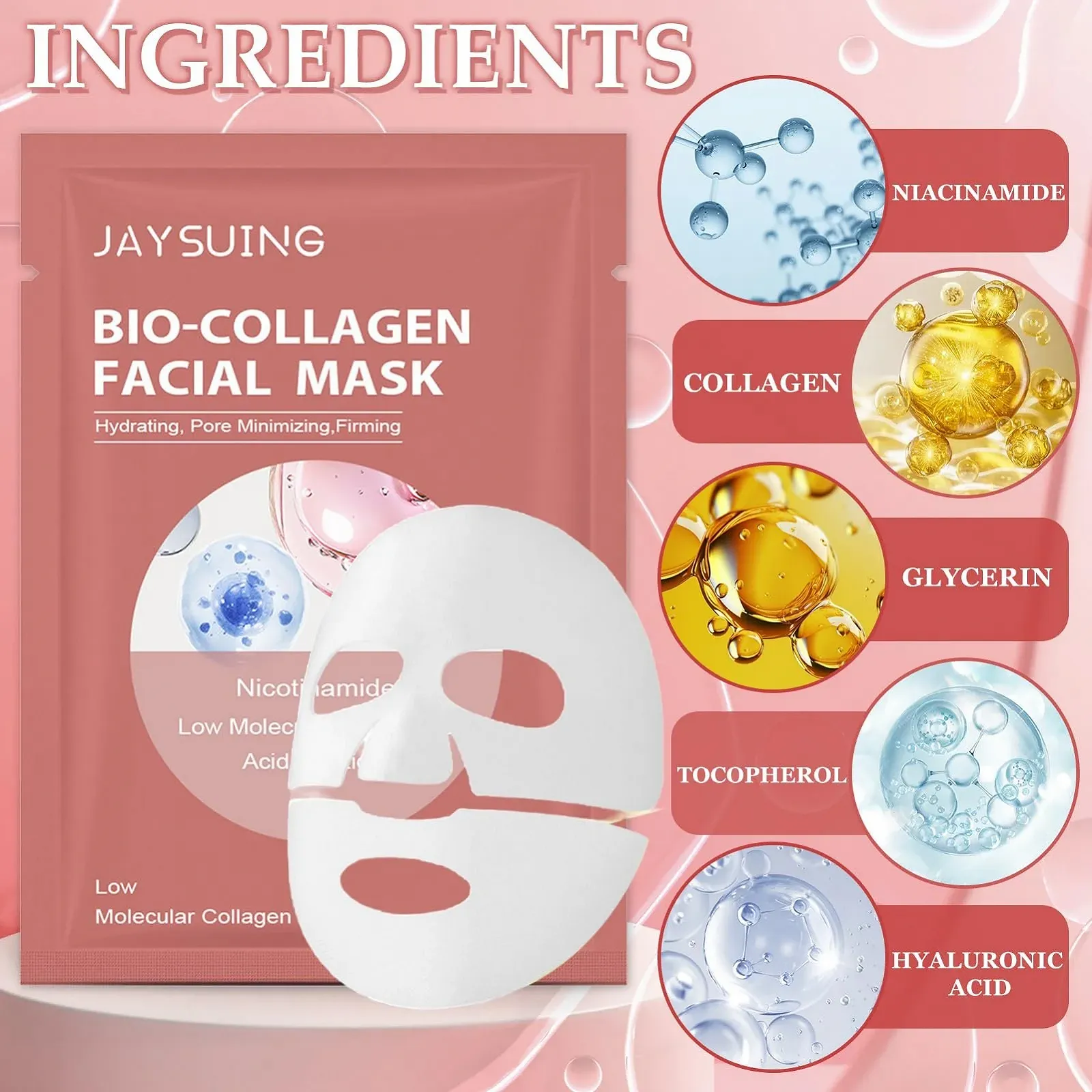 Маска для лица Organic Collagen, 4 шт, Organic Collagen Real Deep Mask, ночная маска Korean Collagen, маска для лица против морщин и старения, для увлажнения, очищения и осветления, фото №3