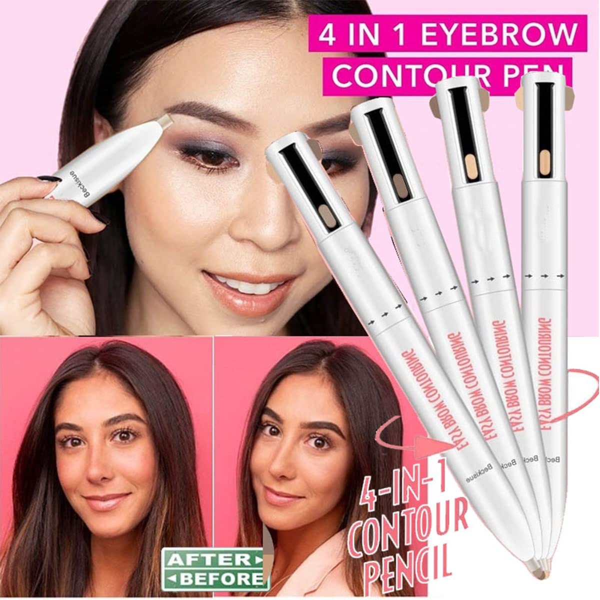 Олівець для брів BERULL 4-в-1 Brow Contour Highlight Pen Водостійкий косметичний засіб Змішані кольори, фото №4 Олівець для брів BERULL 4-в-1 Brow Contour Highlight Pen Водостійкий косметичний засіб Змішані кольори, фото №4