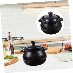 Каструля керамічна термостійка з практичною ручкою чорна synthetic.ua - Фото 1