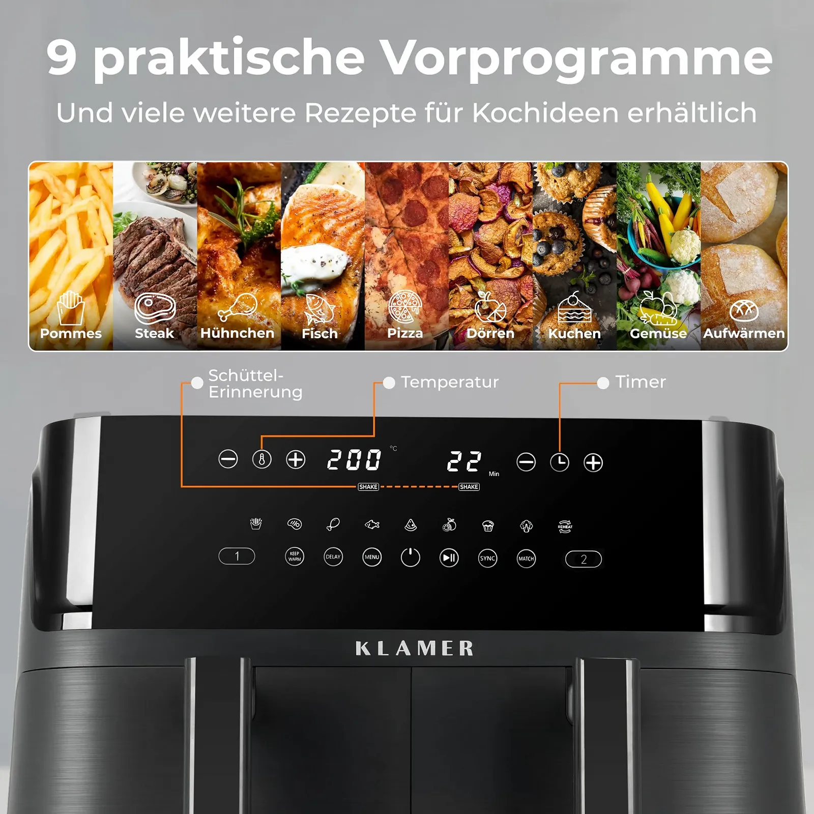Двокамерна Мультипіч KLAMER Duo 9 л 3000 Вт 9 програм Digital Display, фото №3 Двокамерна Мультипіч KLAMER Duo 9 л 3000 Вт 9 програм Digital Display, фото №3