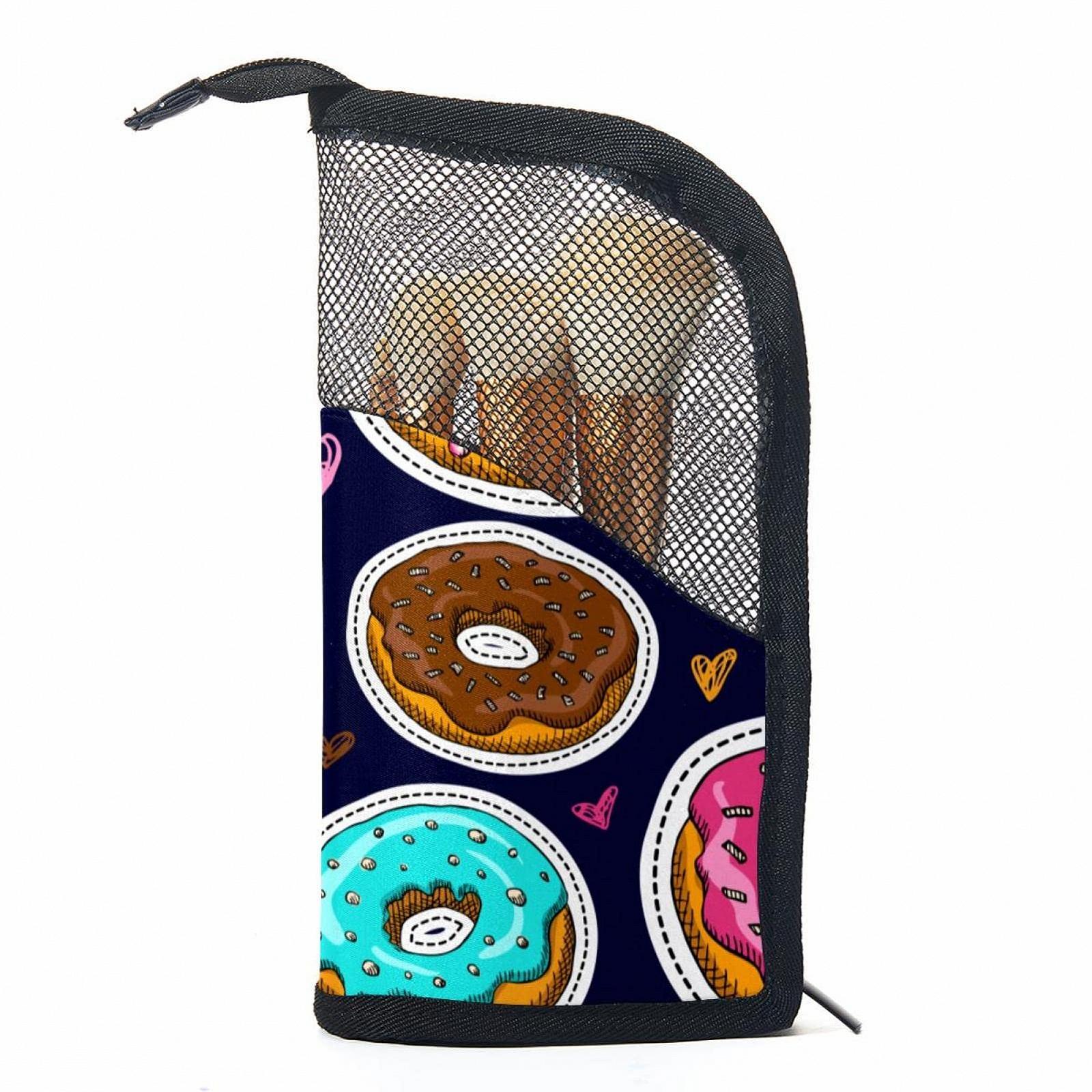 Органайзер Сумка для кистей для макияжа с 12 кистями для макияжа Donuts розовая клубничная шоколадка, фото №1