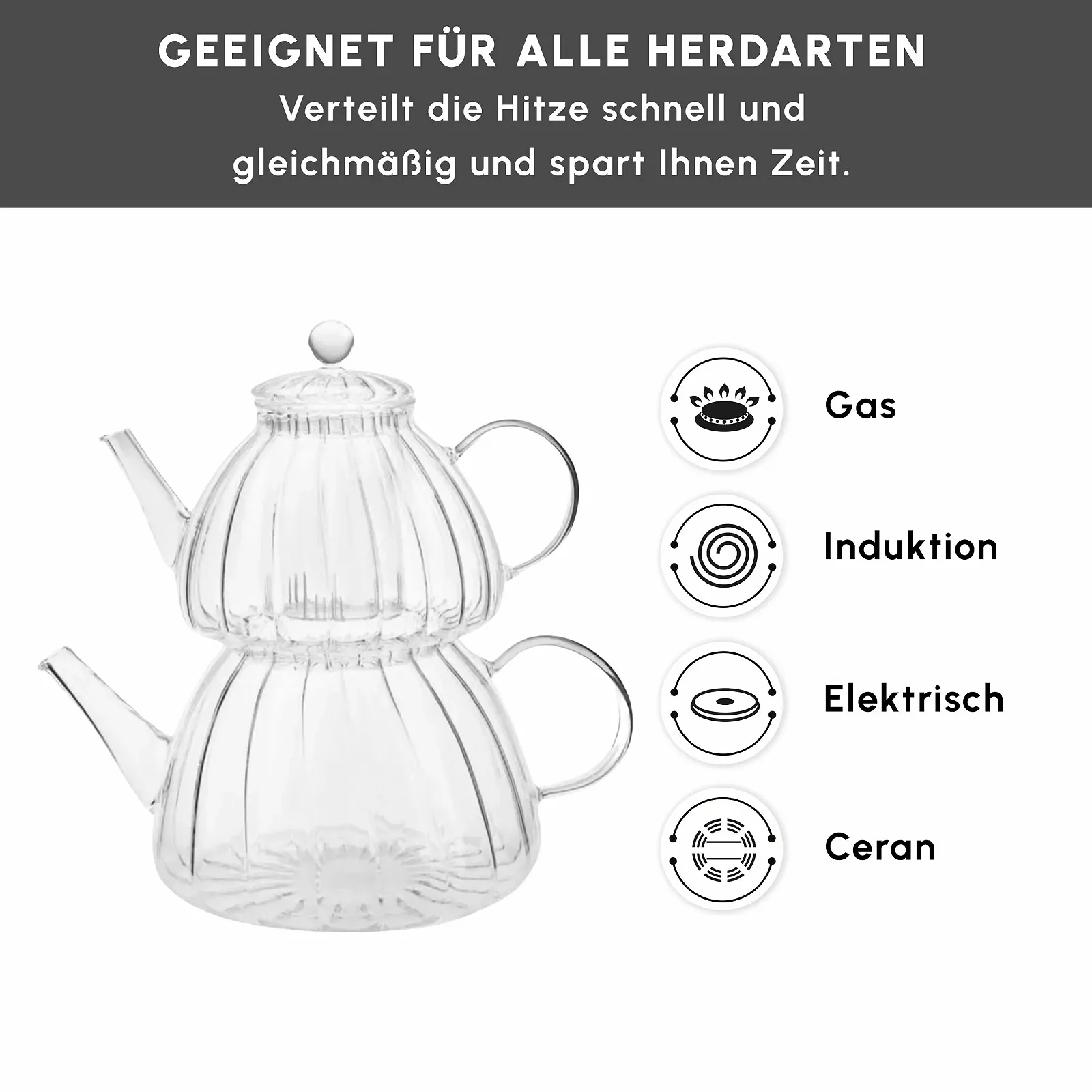 Чайник-заварник скляний Karaca Lori 0.6 1.2 літра, фото №9 Чайник-заварник скляний Karaca Lori 0.6 1.2 літра, фото №9