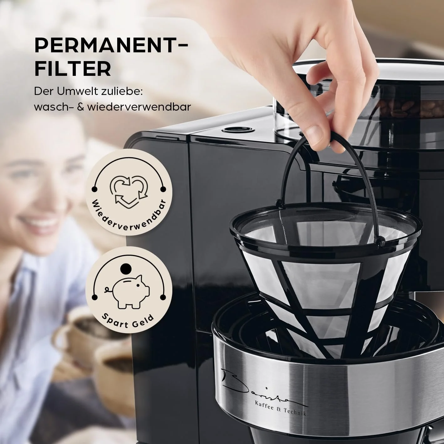 Капельная кофеварка Barista Grind 900 Вт 1.25 л с кофемолкой и сенсорным дисплеем, фото №7