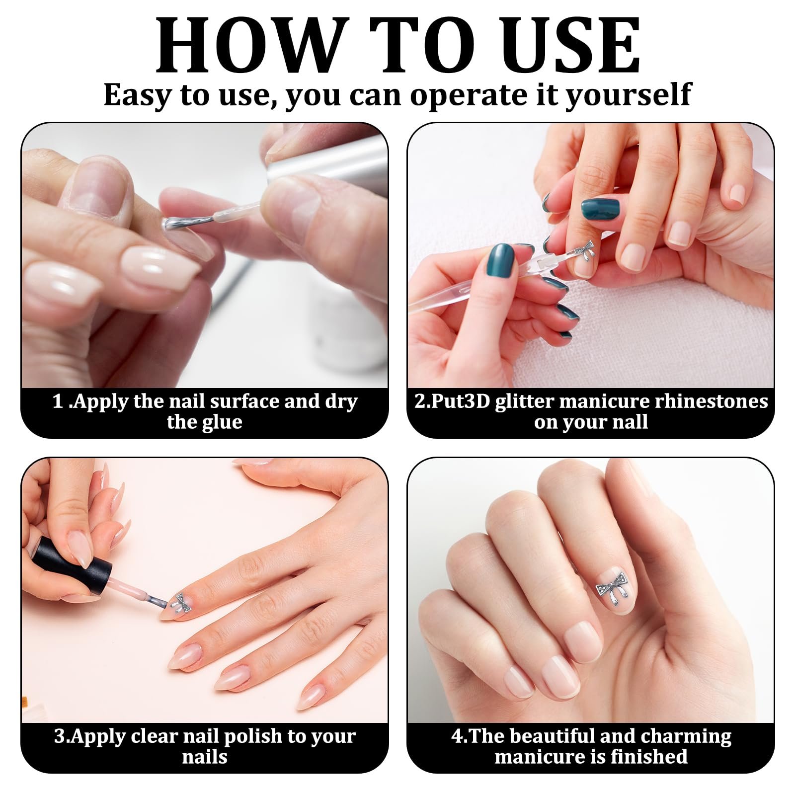 Набір 36 шт Прикраса для нігтів Серце, Метелик та Бант, фото №7