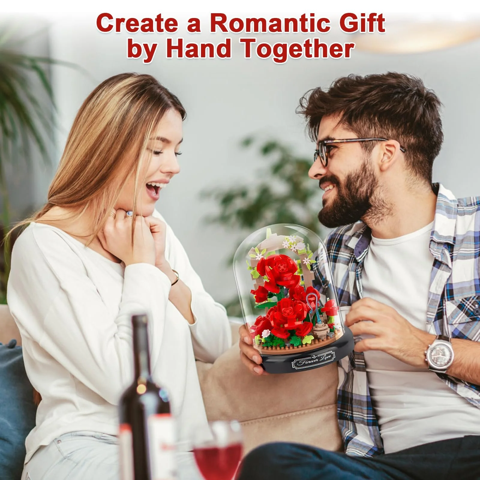 Конструктор Цветок Роза HIGH GODO 574 детали с защитным чехлом Красный, фото №4