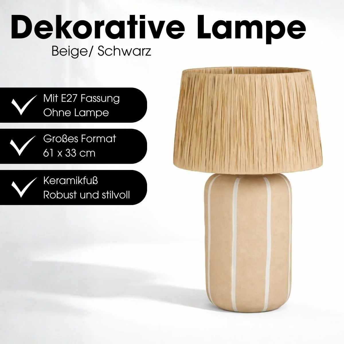 Настольная лампа MICA Decorations Denton керамическая металлическая бумажная 61 x 33 см Бежевая, фото №3