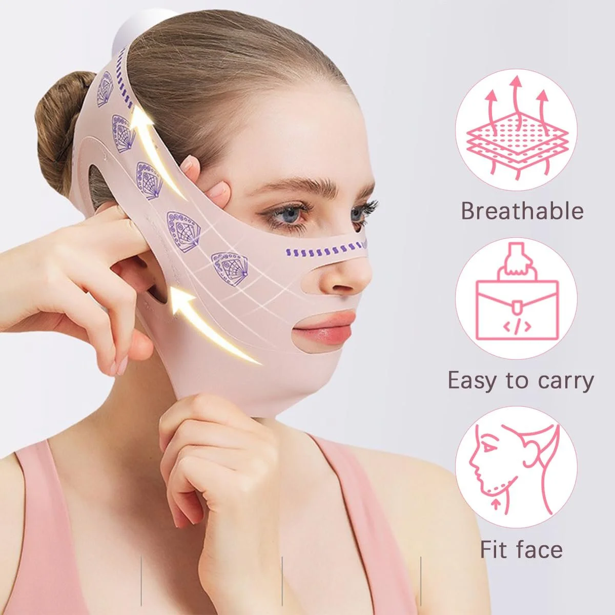 Маска для V-подібного ліфтингу обличчя, контурування, нічна, проти зморшок, фото №5