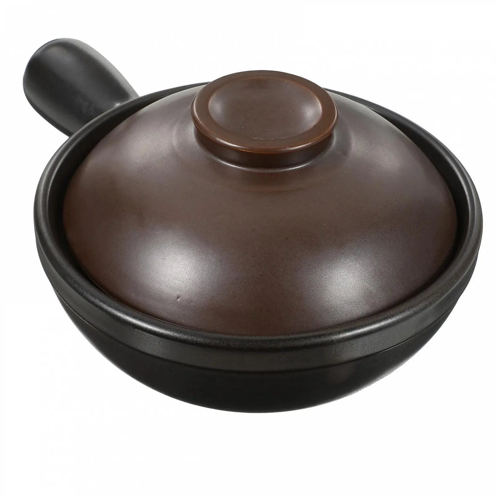 Кастрюля TOYANDONA Традиционная керамическая с крышкой, Термостойкая, Малая с одной ручкой для открытого огня, фото №1