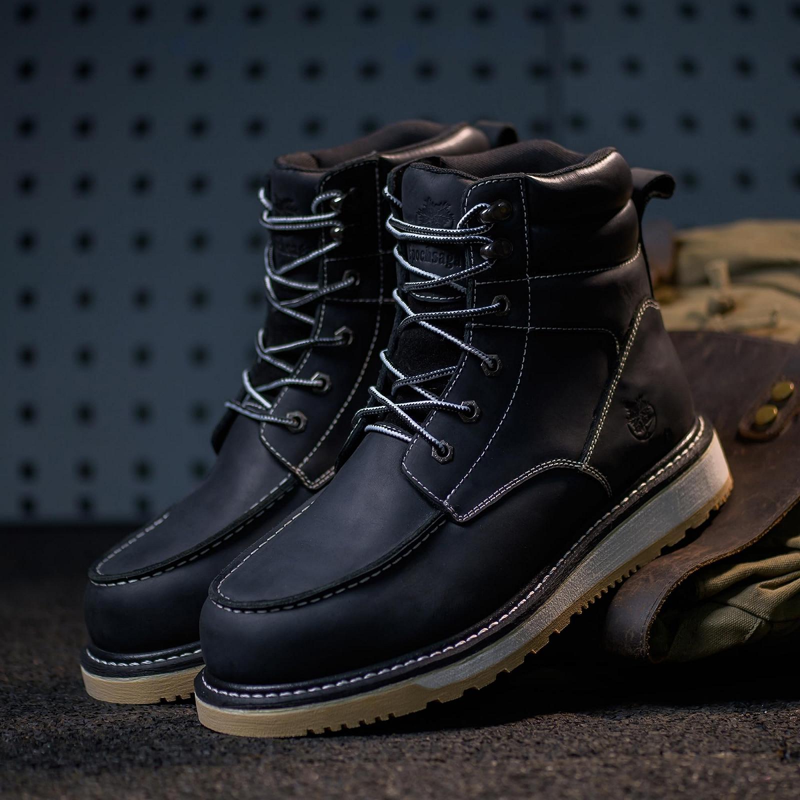 Ботинки Epochsaga Waterproof Soft Moc Toe Fashion Industiral & Construction Work 6 дюймов Коричневый/Черный, фото №3