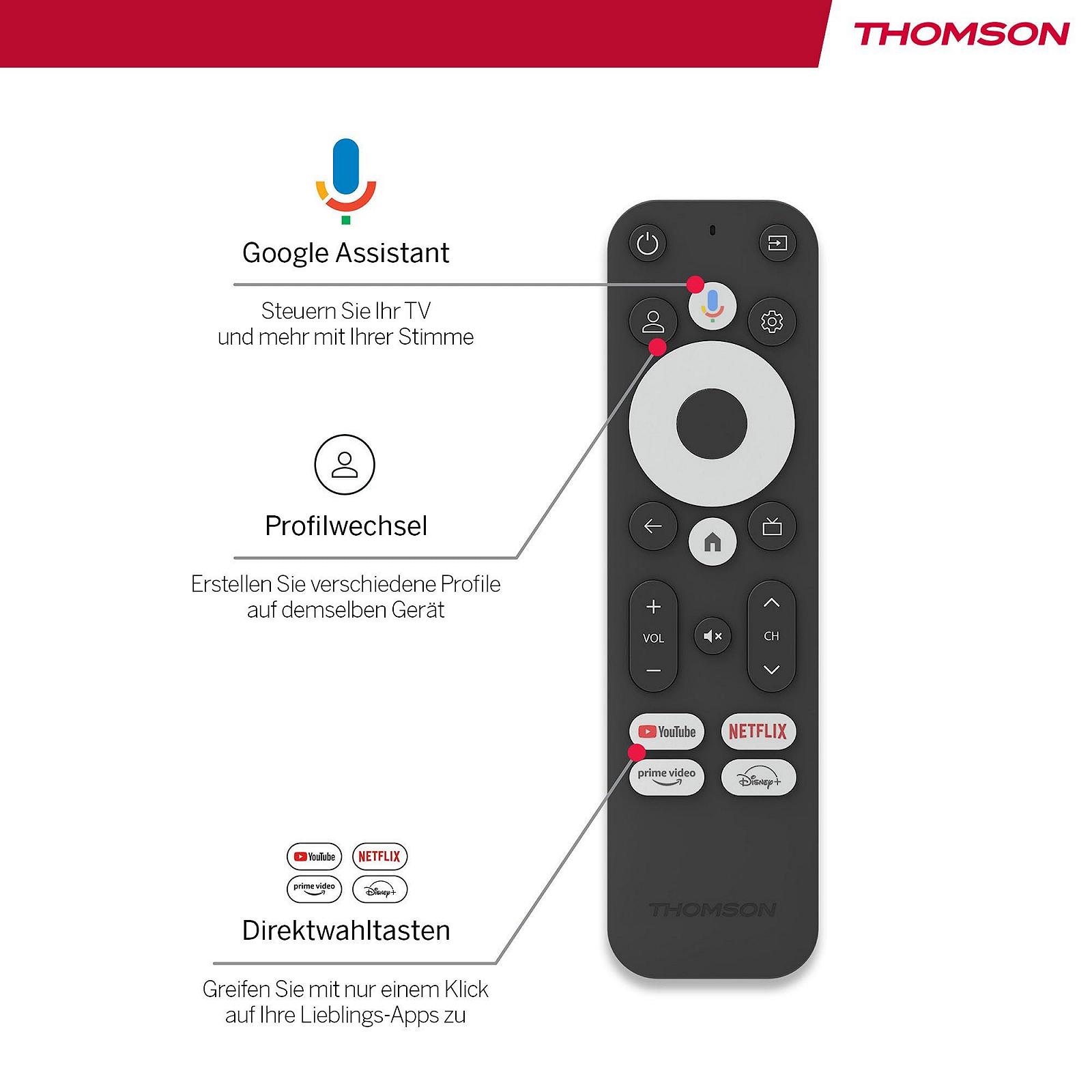 Медиаплеер стриминговый стик THOMSON Google TV 140, 4K UHD, Google Assistant, Googlecast, Wi-Fi, Bluetooth 5.0, HDMI, Dolby Atmos, DTS Digital Surround, HDR10, 2 ГБ RAM, 8 ГБ Memory, фото №9