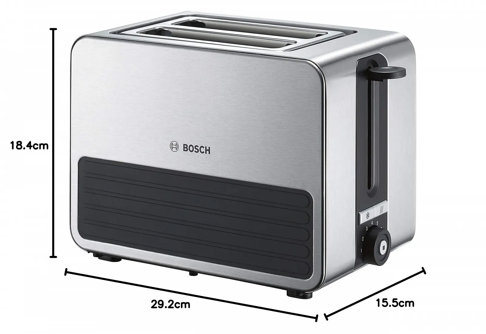 Тостер Bosch TAT7S25 2 скибочки 1050 Вт Чорний, Сірий, фото №3