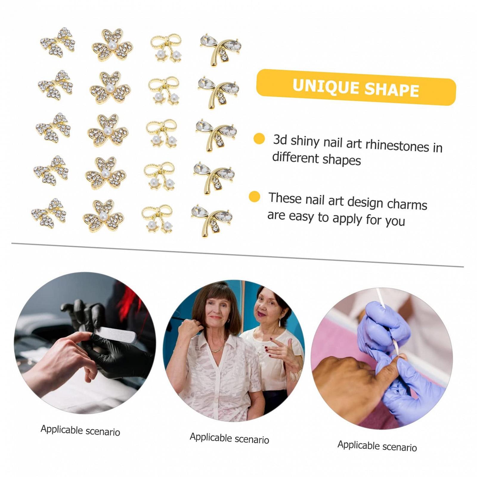 Бантики, стрази для нігтів, хрестики, металеві прикраси, фото №4