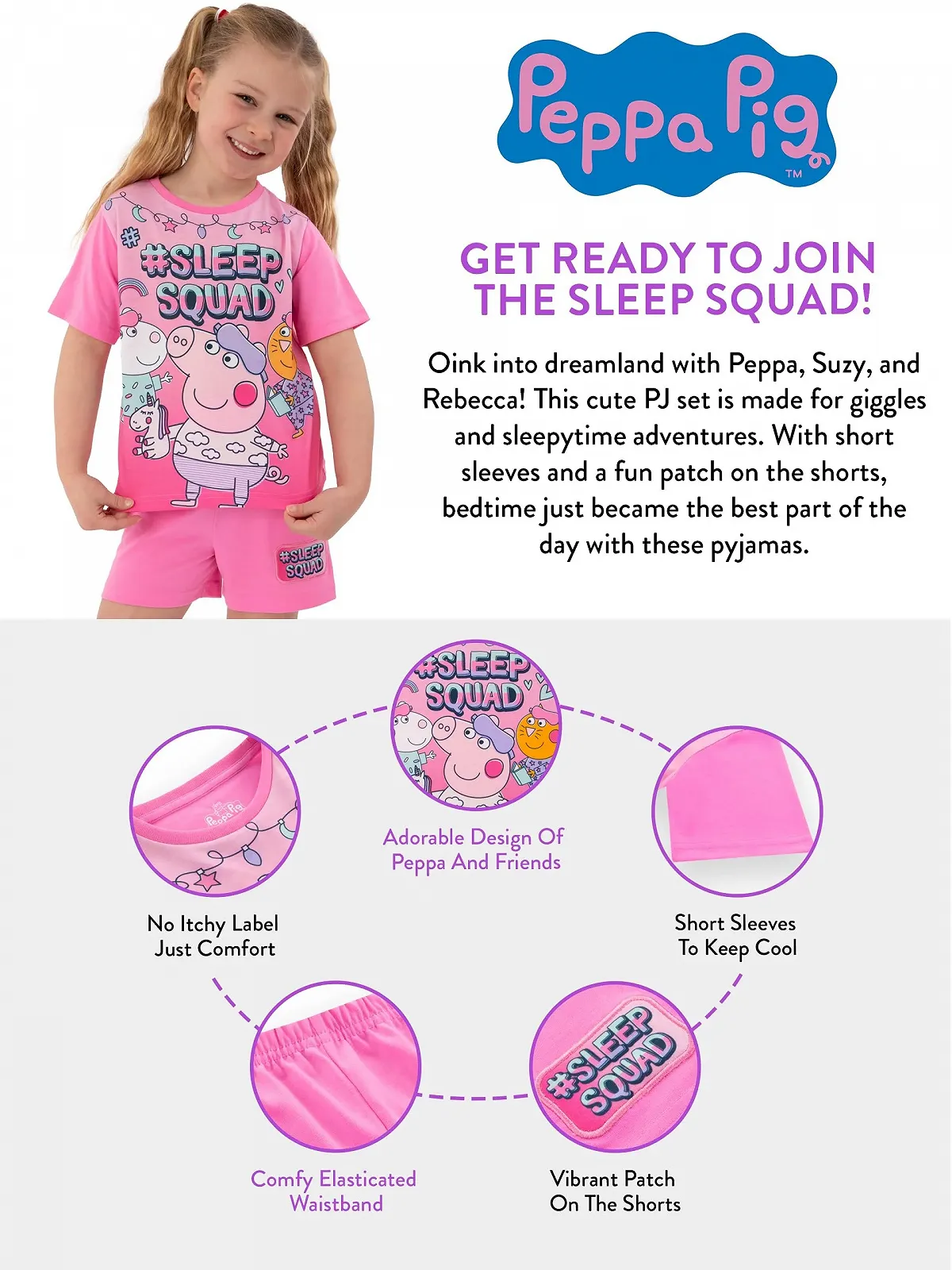 Пижама Peppa Pig Короткая пижама для девочек Летняя детская пижама, фото №6 Пижама Peppa Pig Короткая пижама для девочек Летняя детская пижама, фото №6