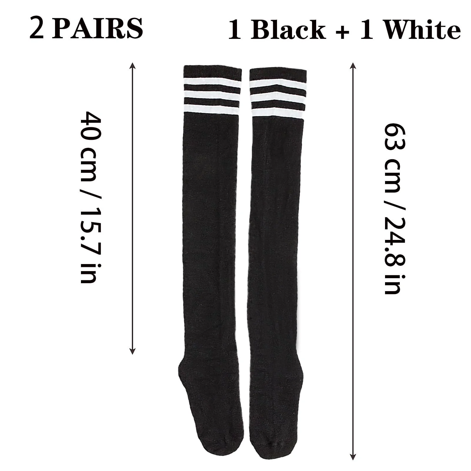 Гетры KEYRI 2 пары, гетры до икр, чулки, носки до середины ног, 3 полосатые длинные носки, One Size, модные и универсальные, фото №2