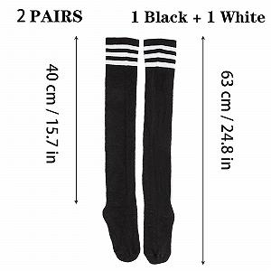 Гетры KEYRI 2 пары, гетры до икр, чулки, носки до середины ног, 3 полосатые длинные носки, One Size, модные и универсальные synthetic.ua - Фото 1