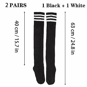Гетры KEYRI 2 пары, гетры до икр, чулки, носки до середины ног, 3 полосатые длинные носки, One Size, модные и универсальные synthetic.ua - Фото 1