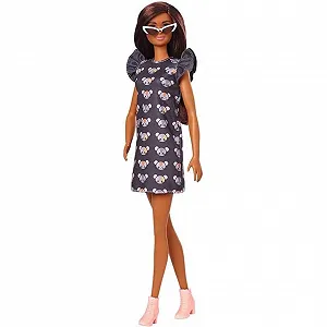 Лялька Barbie Fashionistas GYB01 Сіра сукня з принтом мишей - Фото 1