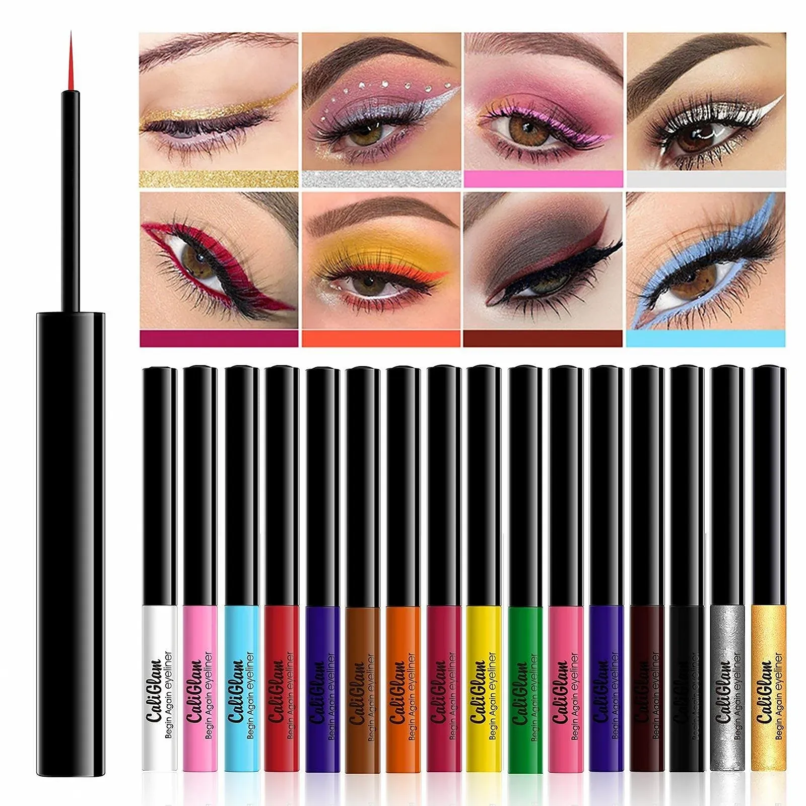 Рідка Підводка для очей 16 кольорів, Стійка до розмазування, Водостійка, Довготривала, Ультратонка, Багатобарвна, фото №6