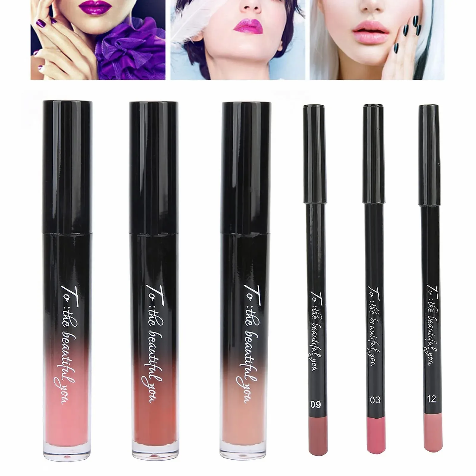 Набір блисків для губ та олівців для губ 6 шт, фото №3 Набір блисків для губ та олівців для губ 6 шт, фото №3