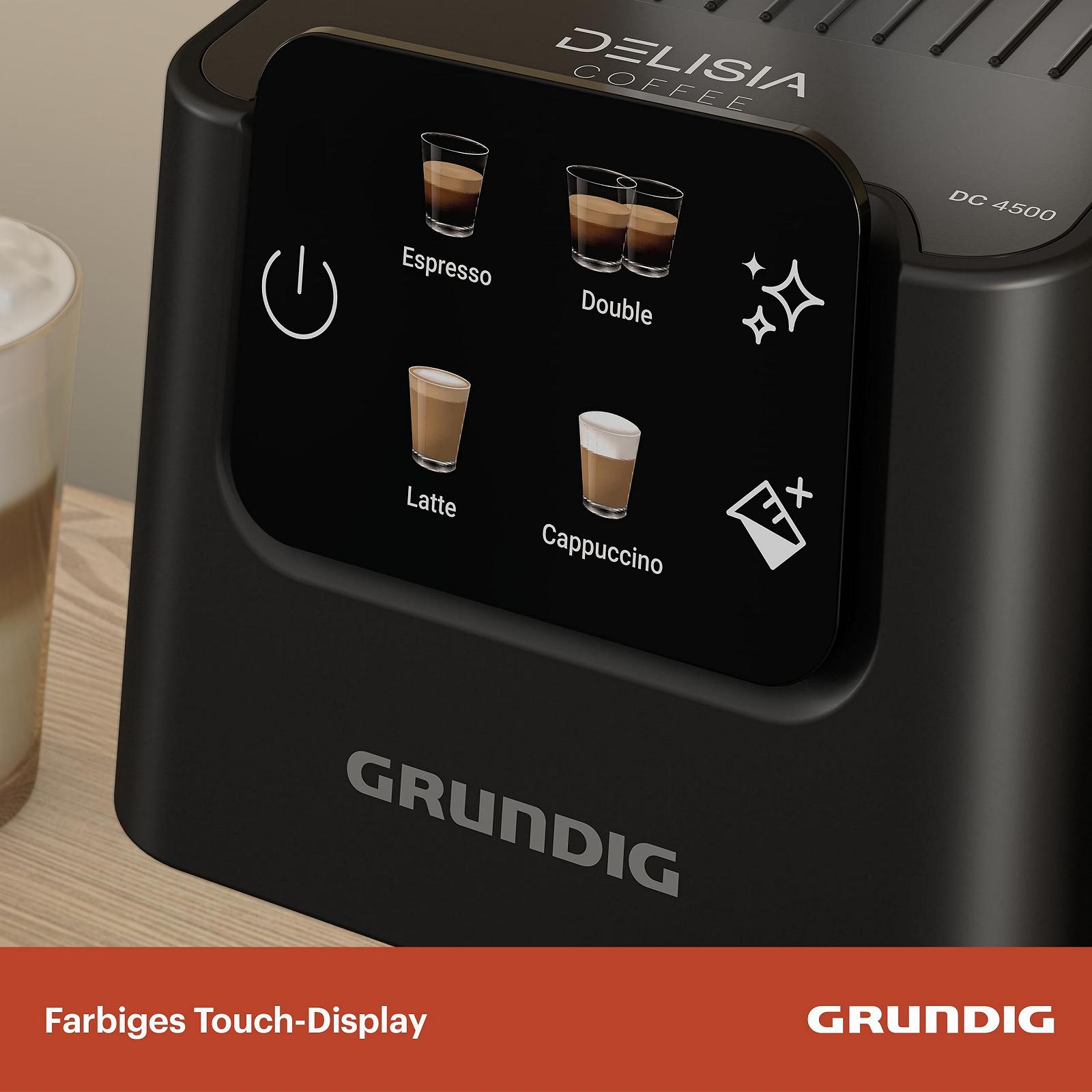 Еспресо-машина GRUNDIG KSM 5330, 1628 Вт, тиск помпи 15 бар, подвійний дозатор, кольоровий сенсорний дисплей, BrewSense, CreamyPro, Dark Inox/Black, фото №3