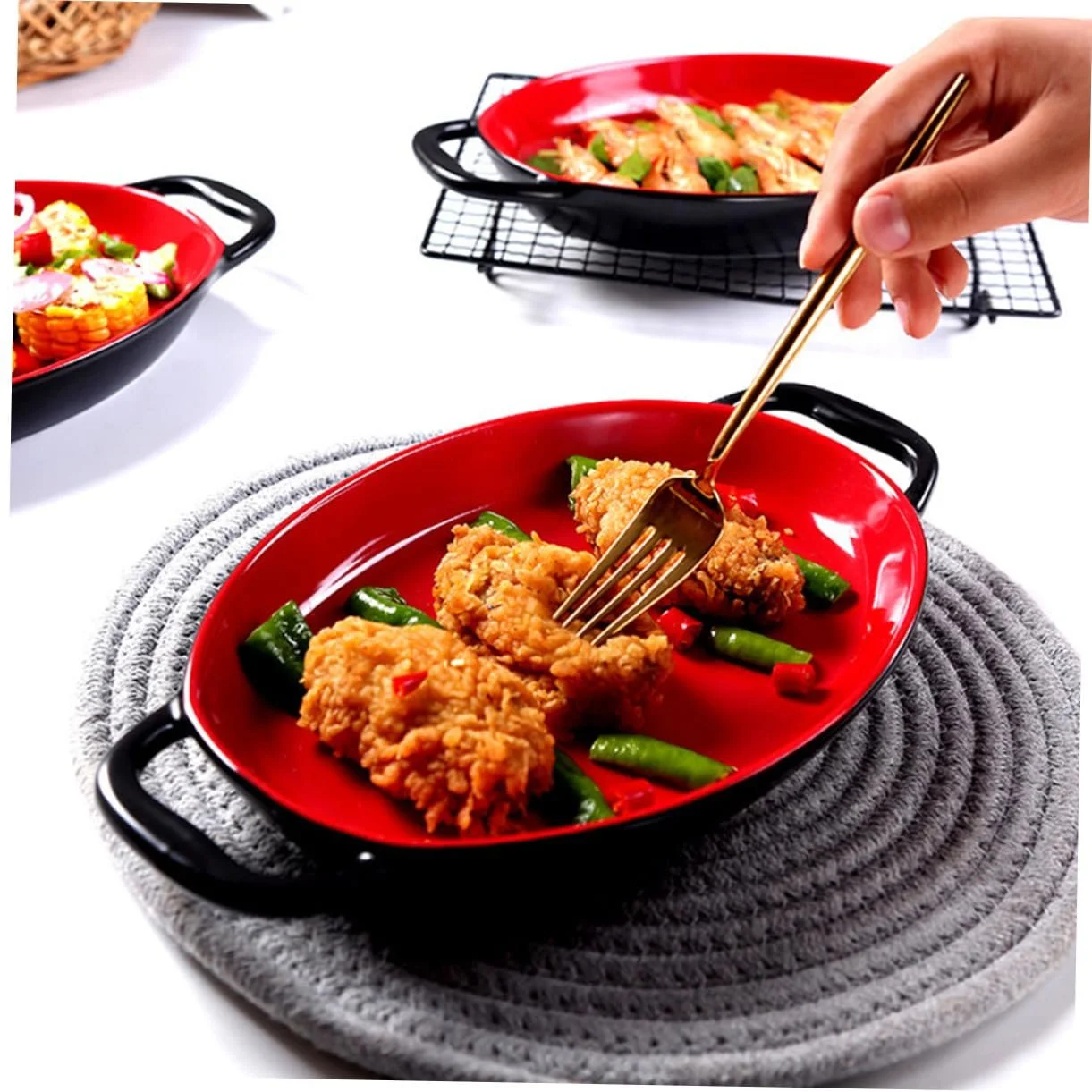 Форма для запекания Gatuida керамическая прямоугольная с боковыми ручками термостойкая, фото №3