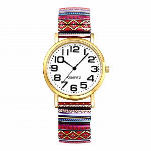 Жіночий годинник Еластичний OIDEA Boho Червоний Ремінець з нержавіючої сталі з великим арабським циферблатом Кварцовий - Фото 1