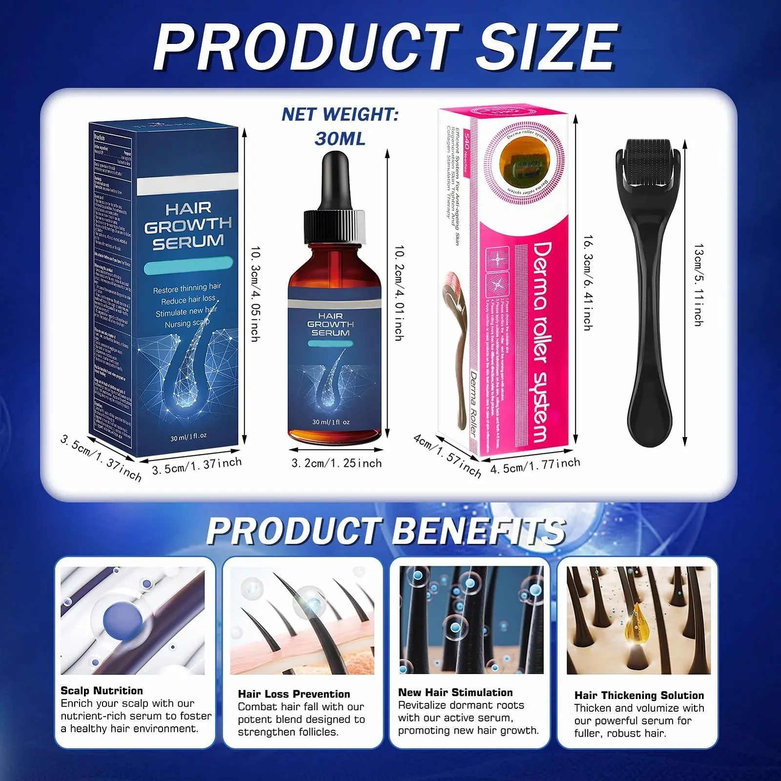 Сироватка для росту волосся з роликом 0,5 мм, сироватка проти випадіння волосся, фото №2 Сироватка для росту волосся з роликом 0,5 мм, сироватка проти випадіння волосся, фото №2
