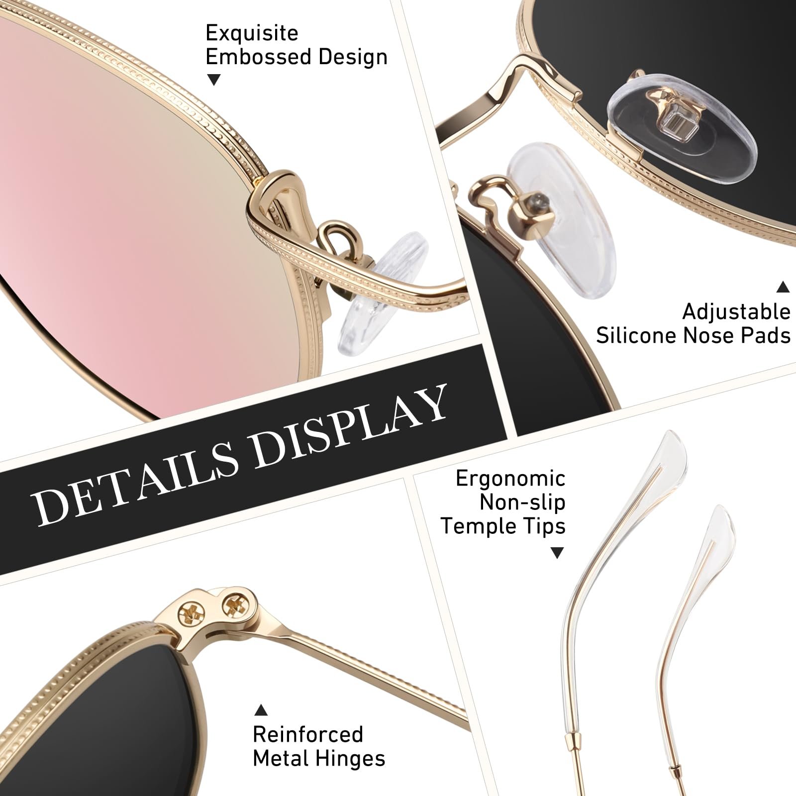 Сонцезахисні окуляри Sunier Поляризовані Модні Apace Polygon для жінок та чоловіків, Ультралегка шестикутна металева оправа, 100% захист UV400, фото №3 Сонцезахисні окуляри Sunier Поляризовані Модні Apace Polygon для жінок та чоловіків, Ультралегка шестикутна металева оправа, 100% захист UV400, фото №3