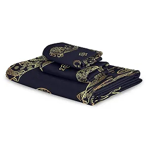 Набор полотенец BEUSS Schwarzgoldener Elefant Kunst 3 предмета 100% хлопок черно-золотой synthetic.ua - Фото 1