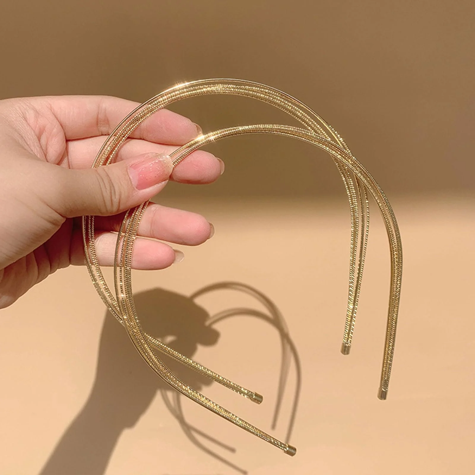 Обруч Металл Многослойный 2 шт. Золотой, фото №4