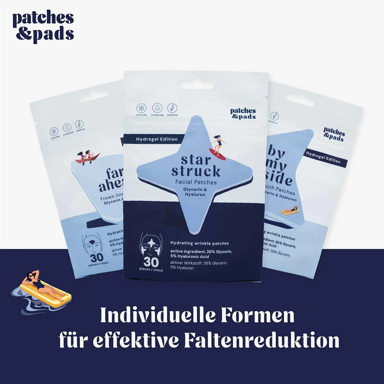 Пластирі Hydrogel для обличчя від зморшок з гліцерином та гіалуроновою кислотою, 30 шт. - з охолоджуючим ефектом, фото №8