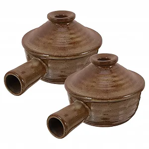 Кастрюля-сотейник Керамическая с крышкой Термостойкая 17 x 12 x 5 см - Фото 1