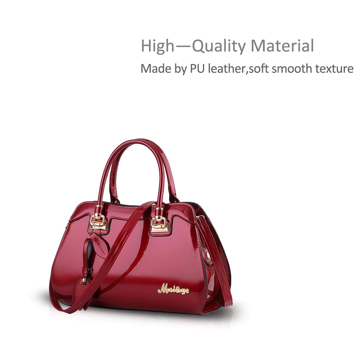 Сумка женская с верхней ручкой NICOLE&DORIS, кожа PU, лакированная, красное вино, фото №3