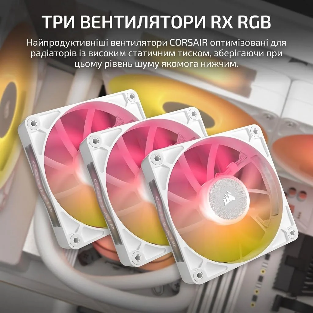 Система рідинного охолодження Corsair iCUE LINK Titan 360 RX LCD / 360 мм / 2.1" IPS LCD / 3 x 120 мм RX120 RGB / LGA 1851, 1700, AM5, AM4 / Black, фото №4