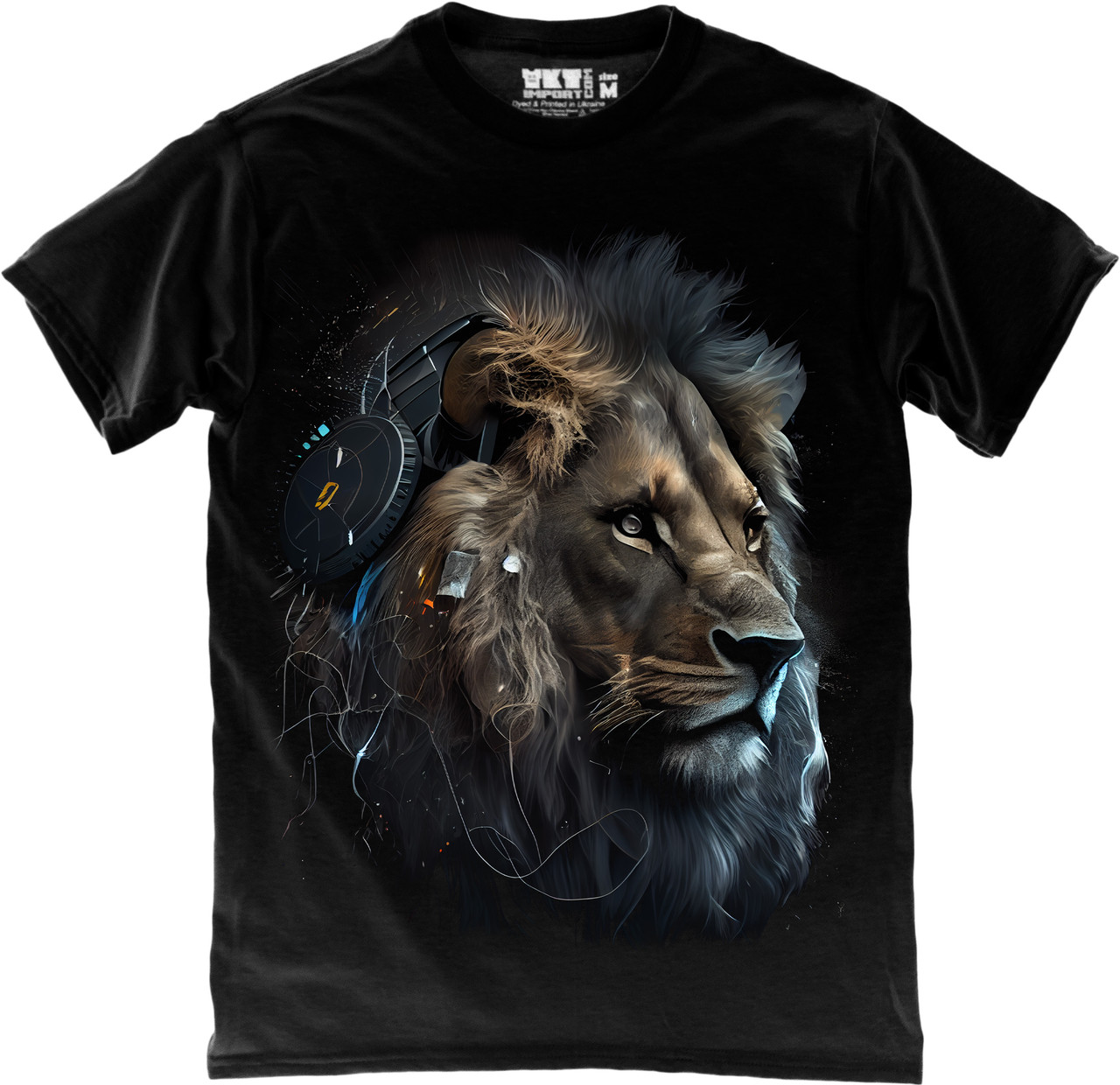 Футболка DJ Lion Лев чорна унісекс 2XL, фото №1 Футболка DJ Lion Лев чорна унісекс 2XL, фото №1