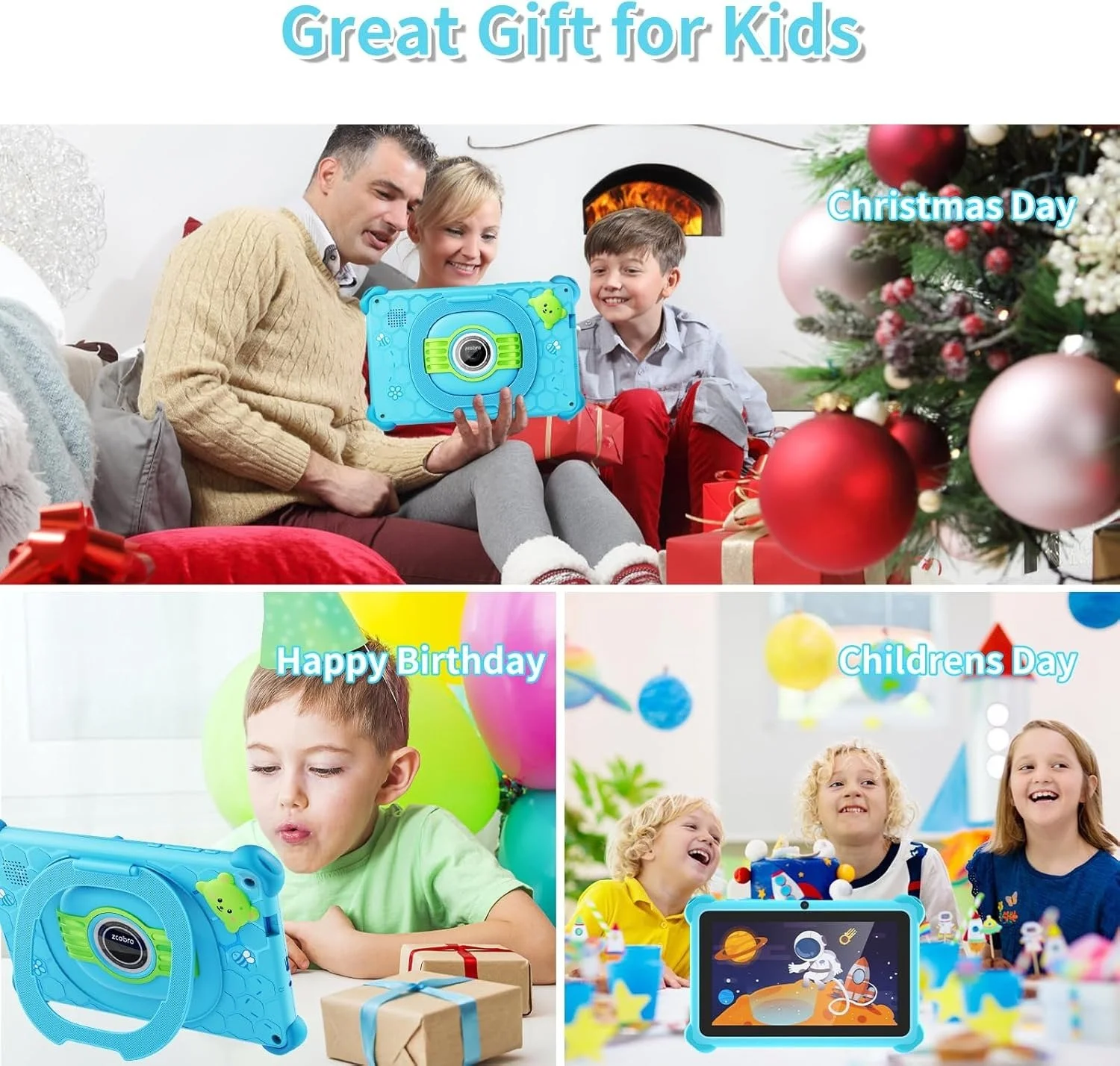 Планшет дитячий Zcobro Kids7 10 7" 2/32 ГБ 4 ядра Android 10 Black-Blue, фото №7