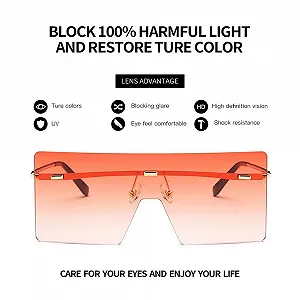 Сонцезахисні окуляри Квадратні Без оправи OuShiun Модні Ретро Плоский верх synthetic.ua - Фото 1