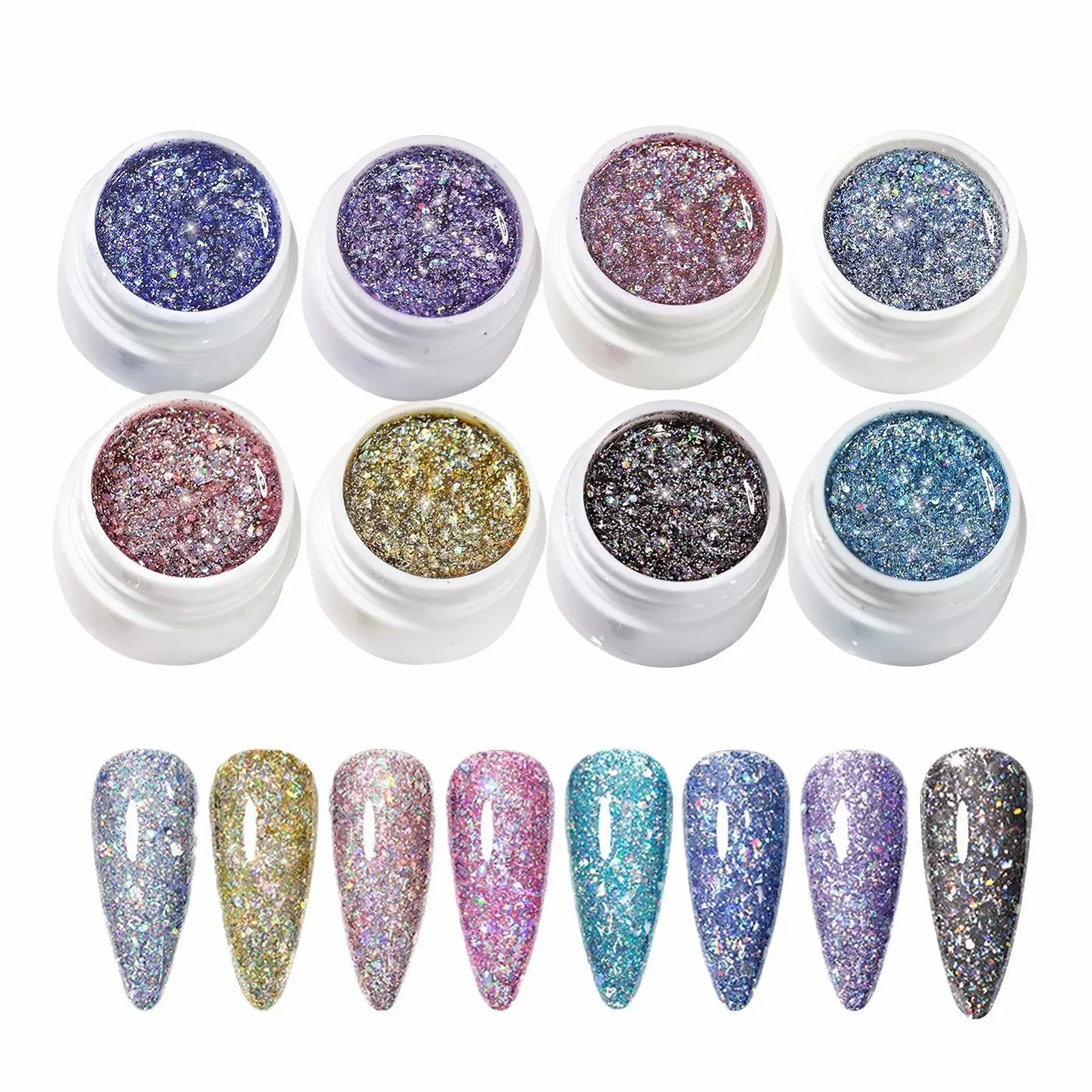 Гель-лак с блестками 8 цветов, фото №1 Гель-лак с блестками 8 цветов, фото №1